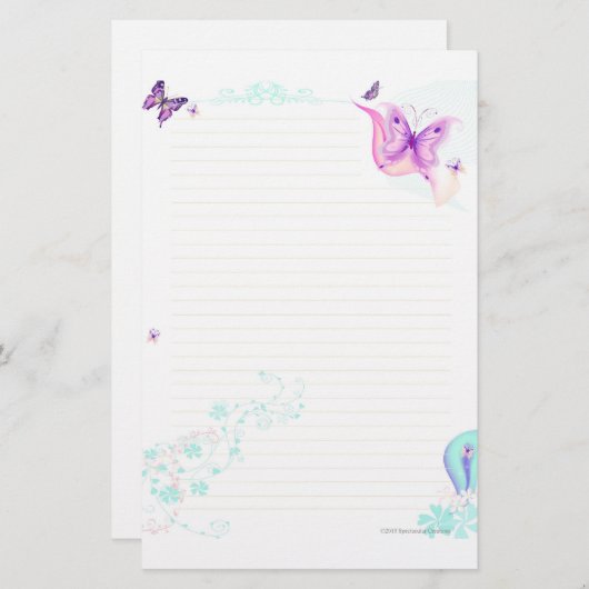 Rosa Schmetterling stationär Briefpapier (Vorne/Hinten)