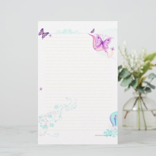 Rosa Schmetterling stationär Briefpapier (Stehend Vorderseite)