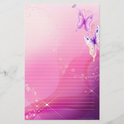 Rosa Schmetterling stationär Briefpapier (Vorderseite)