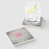 Rosa Schmetterling Steinuntersetzer (Seitenansicht)