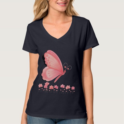 Rosa Schmetterling T-Shirt (Vorderseite)