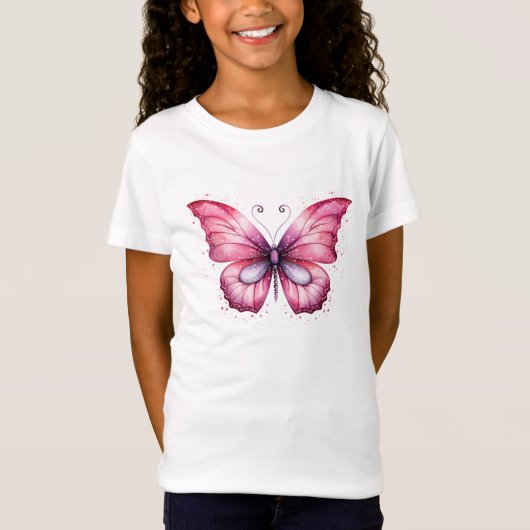 Rosa Schmetterling T-Shirt (Vorderseite)