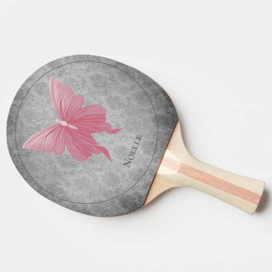 Rosa Schmetterling Tischtennis Schläger (Seitenansicht)