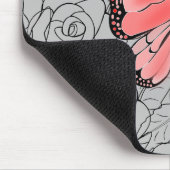 Rosa Schmetterling und Rose Art Mousepad (Ecke)