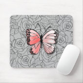 Rosa Schmetterling und Rose Art Mousepad (Mit Mouse)