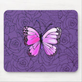 Rosa Schmetterling und Rose Art - Mousepad (Vorne)