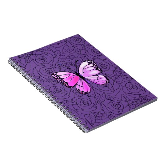 Rosa Schmetterling und Rose Art - Notizblock (Rechte Seite)