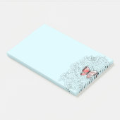 Rosa Schmetterling und Rose Art - Post-it Klebezettel (angewinkelt)