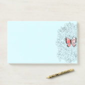 Rosa Schmetterling und Rose Art - Post-it Klebezettel (Auf Schreibtisch)