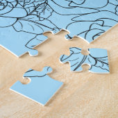 Rosa Schmetterling und Rose Puzzleteil Puzzle (Seite)