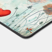 Rosa Schmetterling und Rotes Herz Schreibtischunterlage (Ecke)