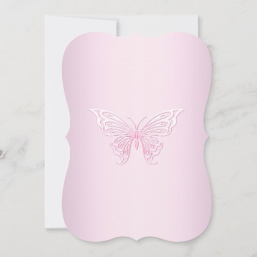 Rosa Schmetterling und Taufe Einladung (Rückseite)