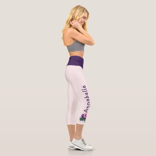 Rosa Schmetterling Violet Blume - Name - Blush Capri Leggings