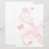 Rosa Schmetterling-Wirbel Briefpapier (Vorne/Hinten)