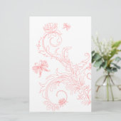 Rosa Schmetterling-Wirbel Briefpapier (Stehend Vorderseite)