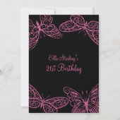 Rosa Schmetterlinge 21. Geburtstag Einladung (Rückseite)