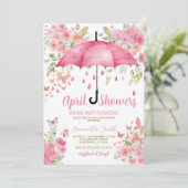 Rosa Schmetterlinge April Duschen bringen Mai Blum Einladung (Stehend Vorderseite)