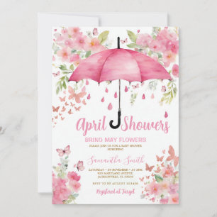 Rosa Schmetterlinge April Duschen bringen Mai Blum Einladung