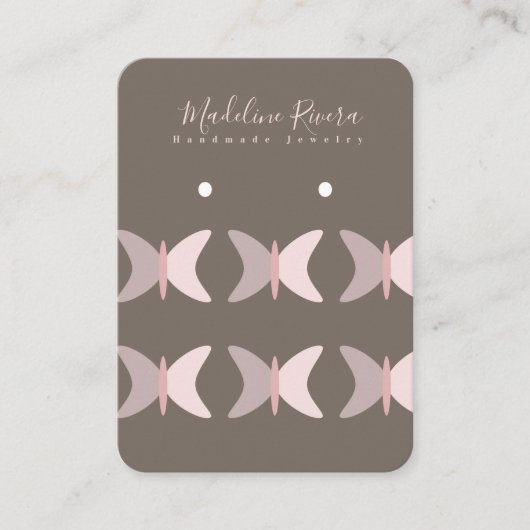 Rosa Schmetterlinge Artisan Earring Display Cards Telefonnummerkarte (Vorderseite)