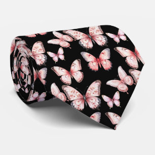 Rosa Schmetterlinge auf Black Neck Tie Krawatte