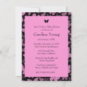 Rosa Schmetterlinge auf Schwarz Einladung (Rückseite)