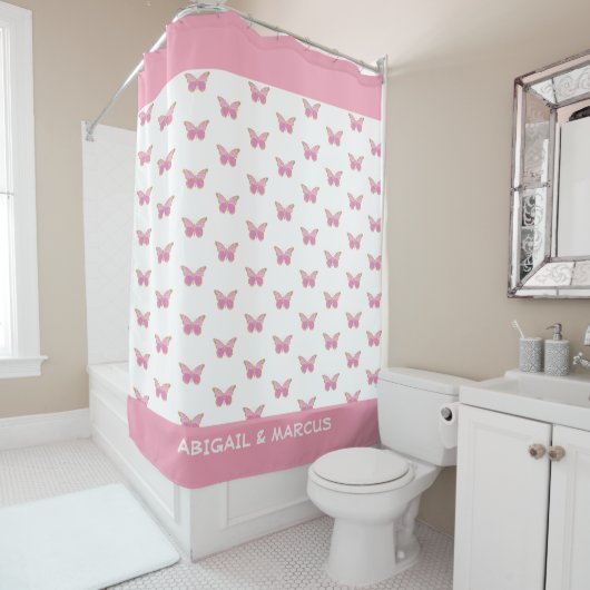 Rosa Schmetterlinge Bath Duschvorhang (Beispiel)
