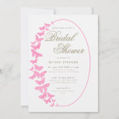 Rosa Schmetterlinge Boho Rahmen Elegantes Brautpar Einladung (Vorderseite)