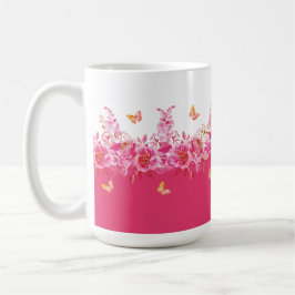 Rosa Schmetterlinge Botanik Tasse