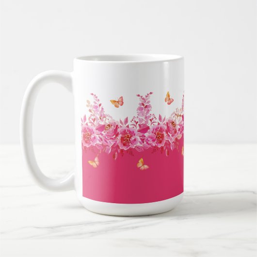 Rosa Schmetterlinge Botanik Tasse (Links)