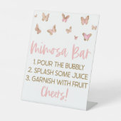 Rosa Schmetterlinge Brunch Mimosa Bar Sockelschild (Vorderseite)