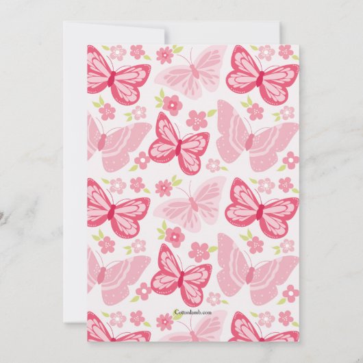 Rosa Schmetterlinge Einladung (Rückseite)