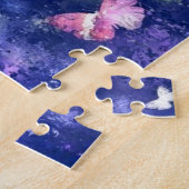 Rosa Schmetterlinge fliegen in der blauen Nacht - Puzzle (Seite)