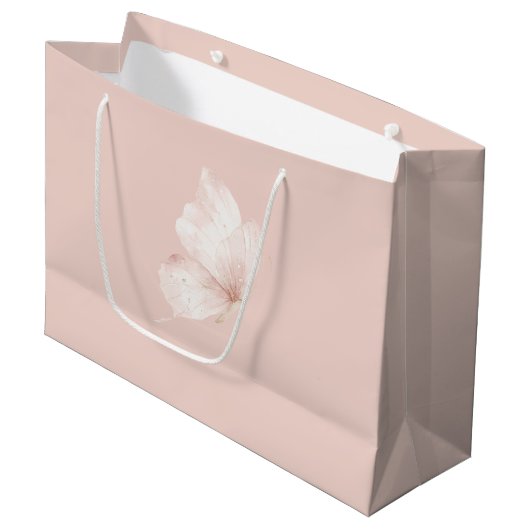 Rosa Schmetterlinge Geburtstag Große Geschenktüte (Vorderseite Schrägansicht)