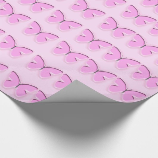 Rosa Schmetterlinge glänzendes Wrapping Paper Geschenkpapier (Ecke)