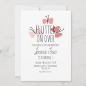 Rosa Schmetterlinge Handgezeichnete Geburtstagsfei Einladung (Vorderseite)