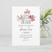 Rosa Schmetterlinge Handgezeichnete Geburtstagsfei Einladung (Stehend Vorderseite)