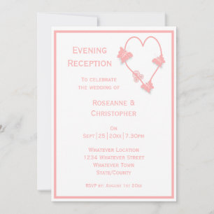 Rosa Schmetterlinge Herz Hochzeitsempfang Einladung
