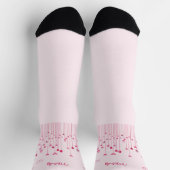 Rosa Schmetterlinge Herz und Blume Personalisiert Socken (Oben)