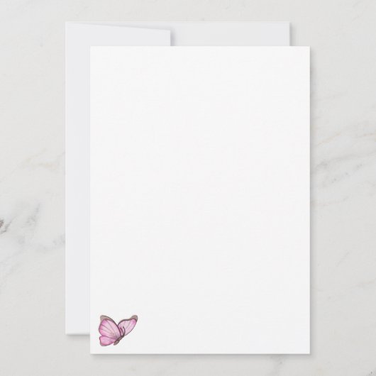 Rosa Schmetterlinge in Aquarellfarbe. Elegante Hoc Einladung (Rückseite)