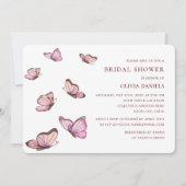 Rosa Schmetterlinge in Aquarellfarbe. Elegantes Br Einladung (Vorderseite)