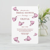 Rosa Schmetterlinge in Aquarellfarbe. Elegantes Br Einladung (Stehend Vorderseite)