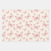Rosa Schmetterlinge in Creme Geschenkpapier Set (Vorderseite 2)
