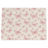 Rosa Schmetterlinge in Creme Große Geschenktüte (Vorderseite)