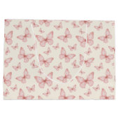 Rosa Schmetterlinge in Creme Große Geschenktüte (Rückseite)