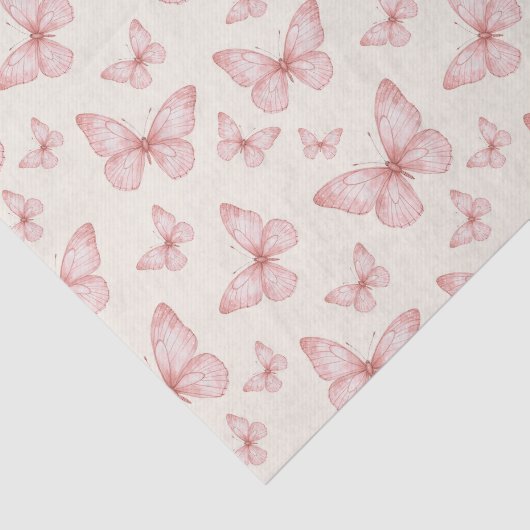 Rosa Schmetterlinge in Creme Seidenpapier (Ausschnitt)