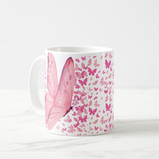 Rosa Schmetterlinge Kaffeetasse (Vorderseite Links)
