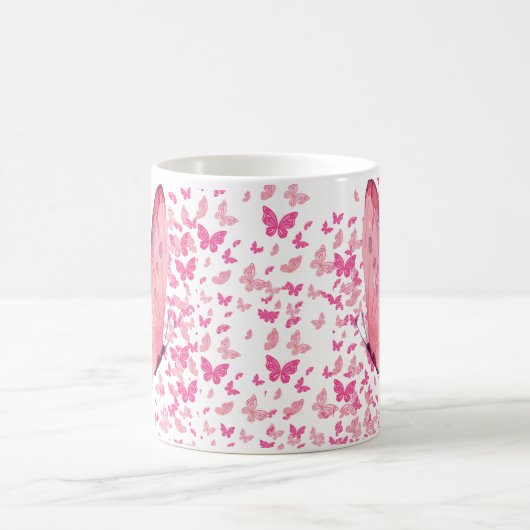 Rosa Schmetterlinge Kaffeetasse (Mittel)