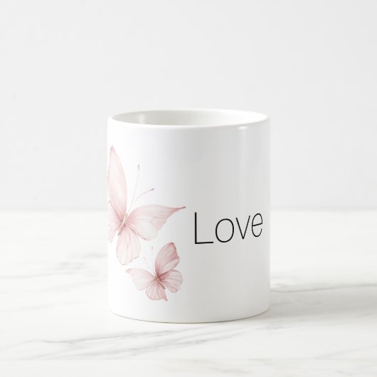 Rosa Schmetterlinge lieben Kaffeetasse (Mittel)