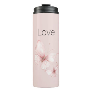 Rosa Schmetterlinge lieben Thermosbecher