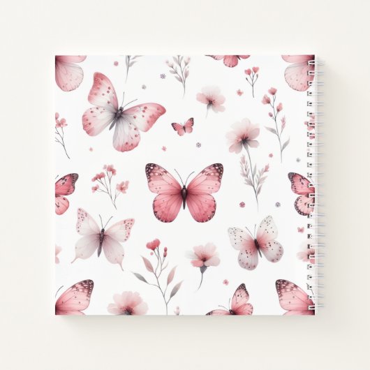 Rosa Schmetterlinge Notizblock (Rückseite)
